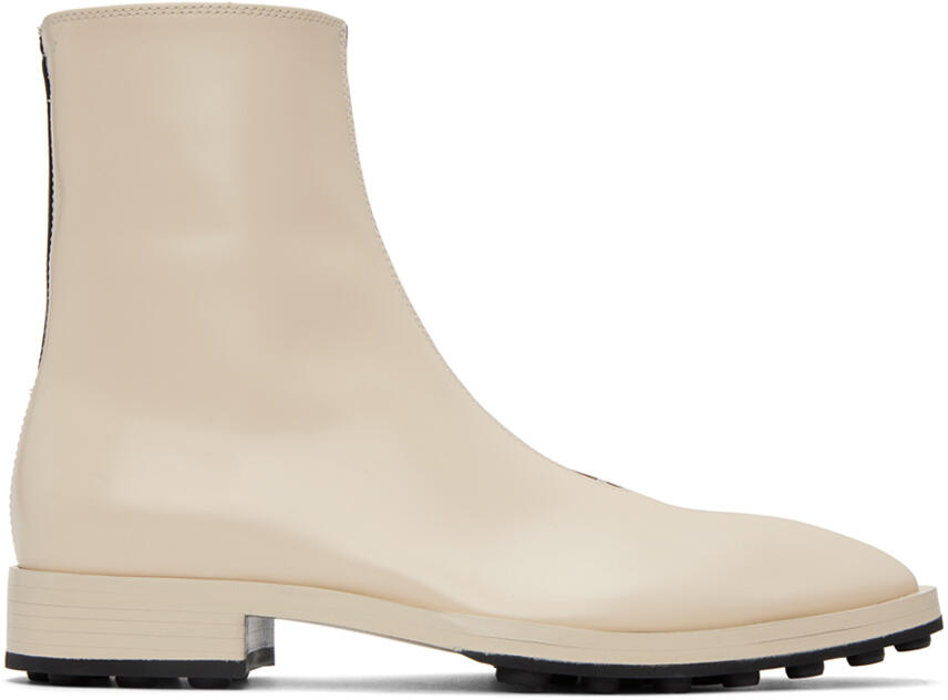 Jil Sander Off-White Leather Ankle Boots Cover