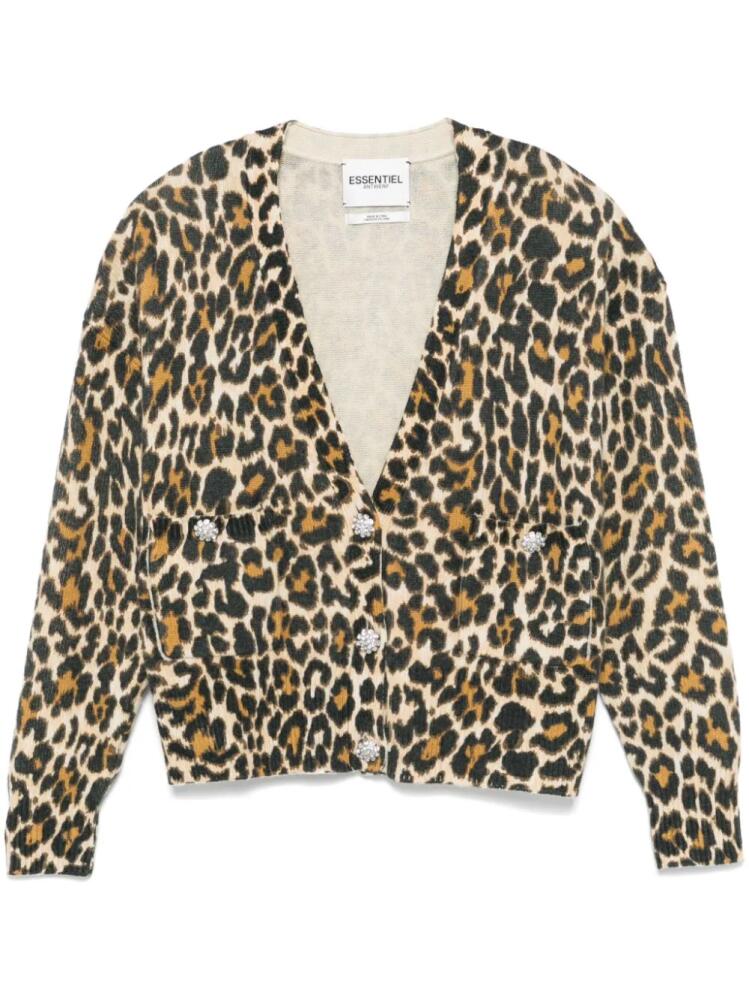 Essentiel Antwerp leopard-print V-neck cardigan - Neutrals Cover