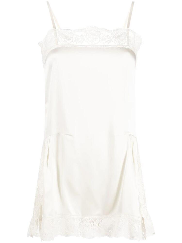 Maison Margiela lace-trim silk slip dress - Neutrals Cover