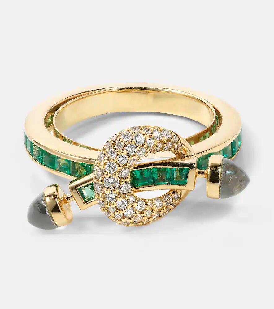 Ananya Chakra 18kt gold ring with emeralds and diamonds Cover