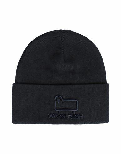 Woolrich Unisex Cotton Wool Beanie Hat Navy blue Cotton, Wool Cover