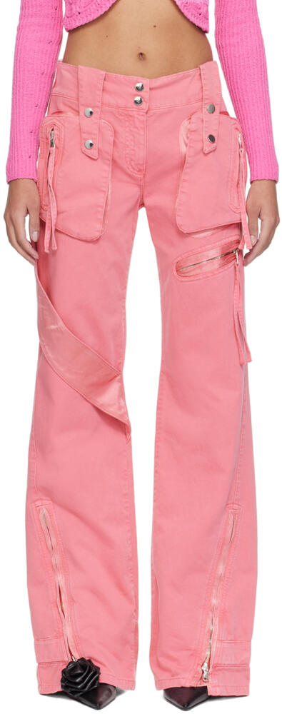 Blumarine Pink Garment-Dyed Denim Cargo Pants Cover