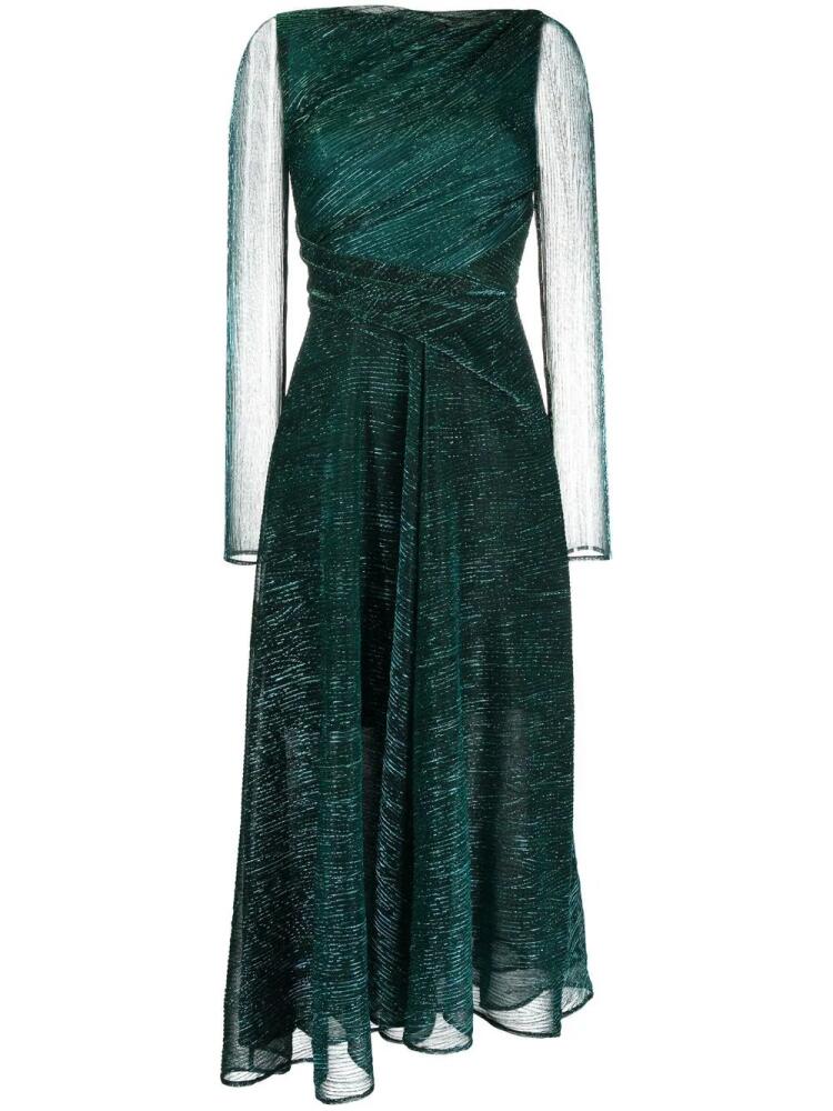 Talbot Runhof metallic-effect ruched midi dress - Green Cover