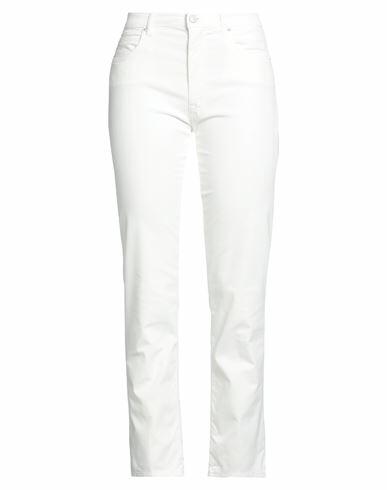 (+) People Woman Pants White Cotton, Viscose, Elastane Cover