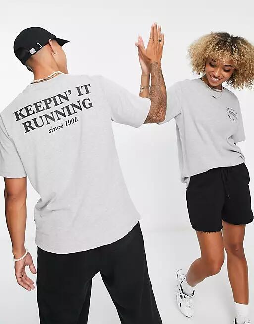 New Balance Unisex runners club t-shirt in gray - Exclusive at ASOS Cover