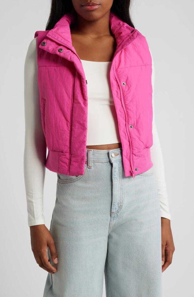 Thread & Supply Crop Puffer Vest in Fuchsia Fedora Cover