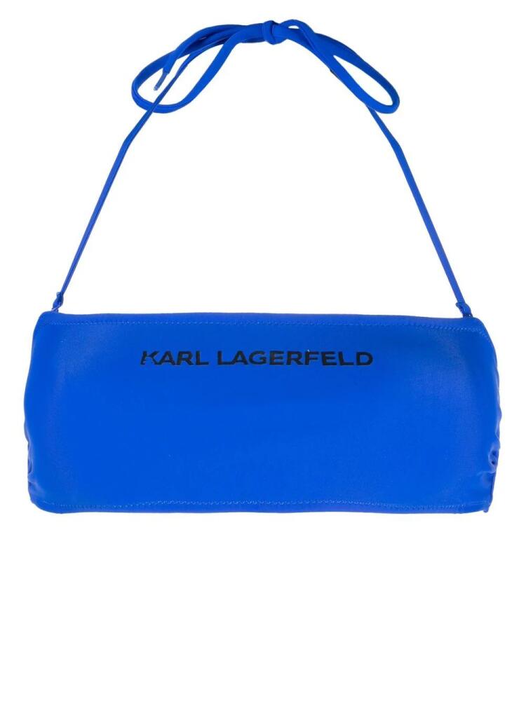 Karl Lagerfeld logo-print bandeau bikini-top - Blue Cover