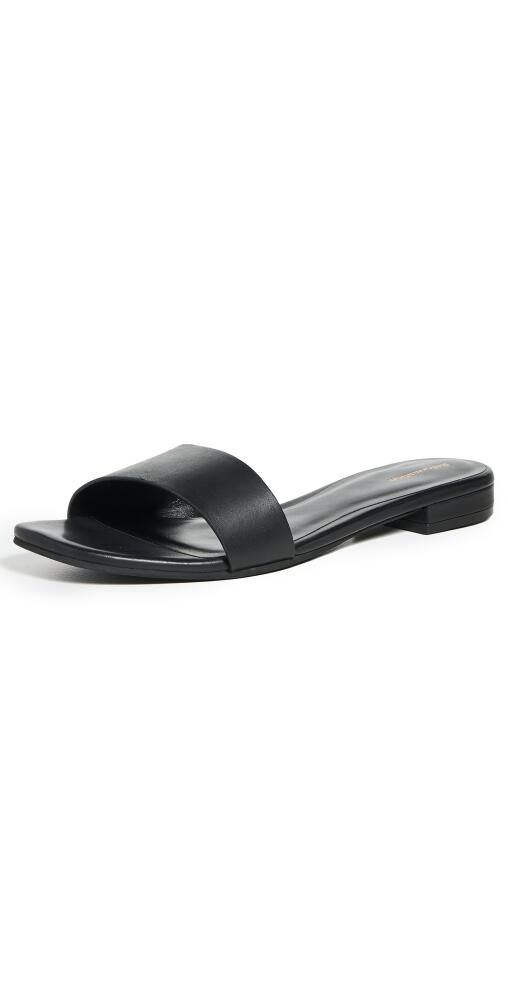 Reformation Joey Asymmetrical Flat Slides Black Leather Cover