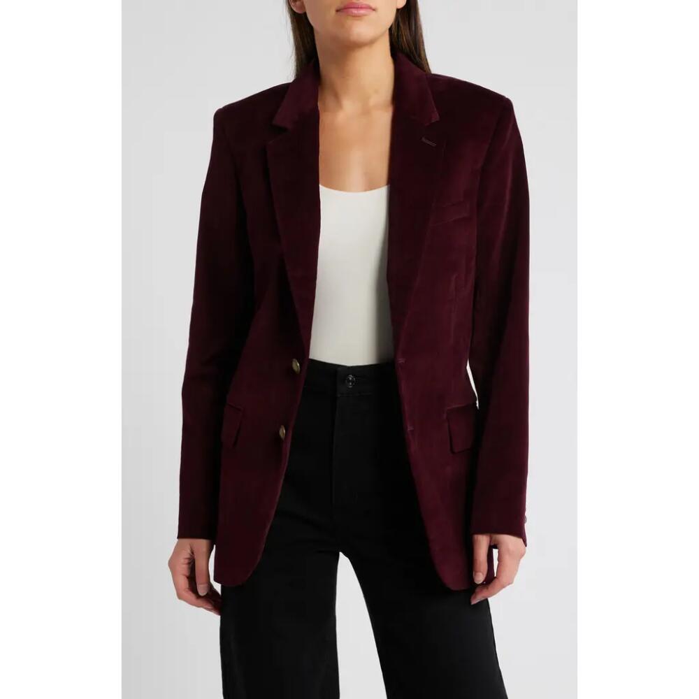 FRAME Everyday Stretch Cotton Velveteen Blazer in Wine Cover