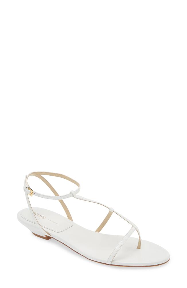 Khaite Jones Asymmetric T-Strap Sandal in White Cover