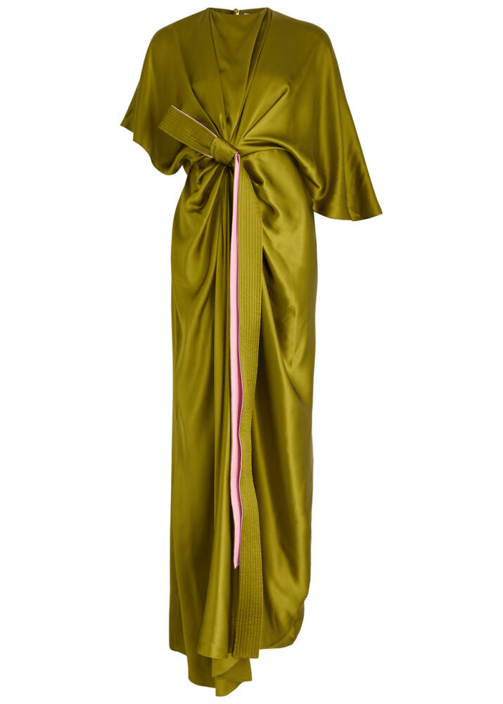 Roksanda Hierys Draped Silk Gown - Green Olive Cover