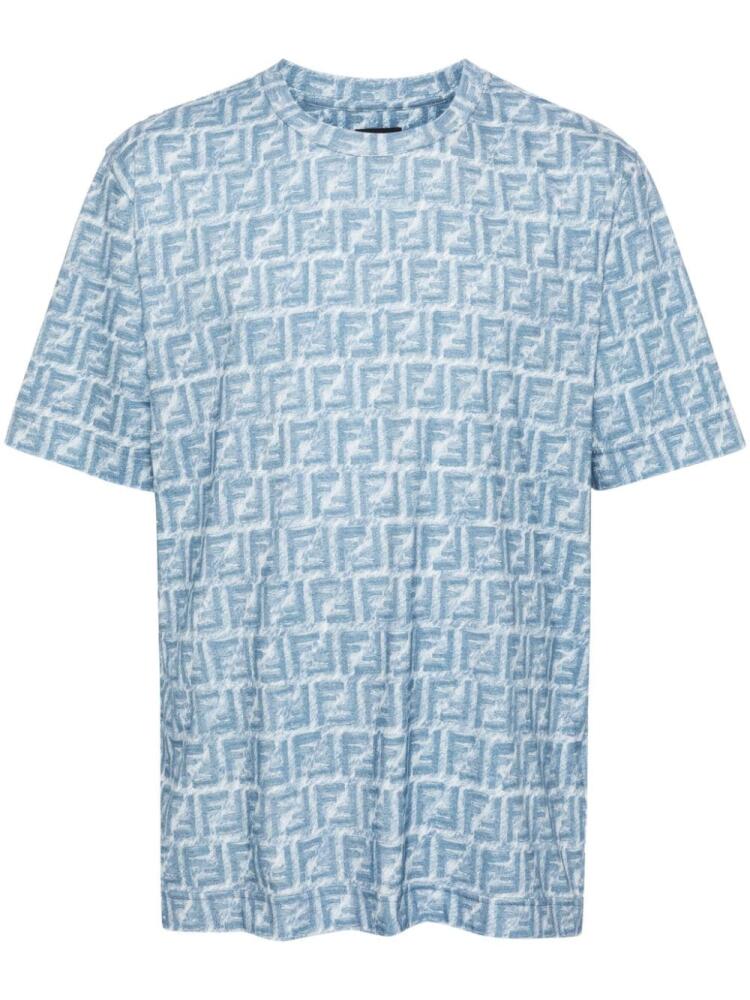 FENDI FF-print cotton T-shirt - Blue Cover