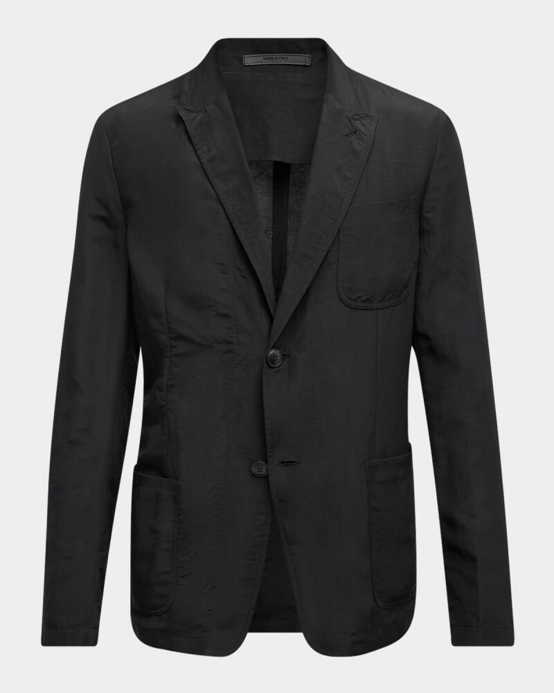 Giorgio Armani Men's Viscose and Linen Two-Button Blazer Cover