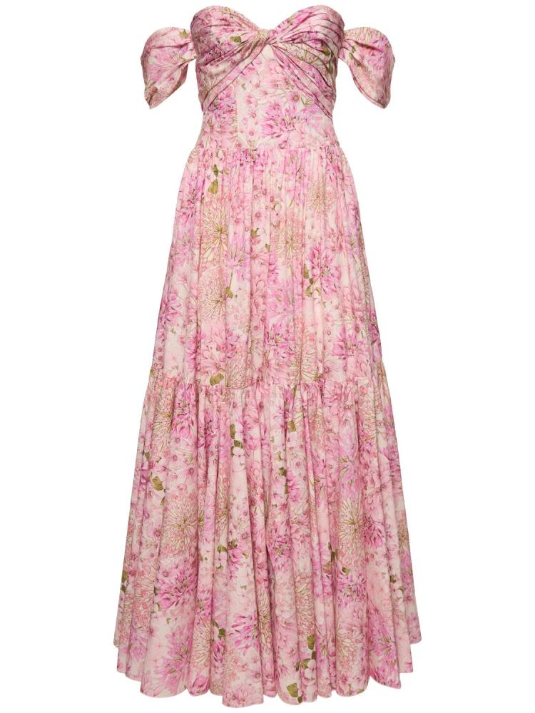 GIAMBATTISTA VALLI Printed Poplin Draped Maxi Dress Cover