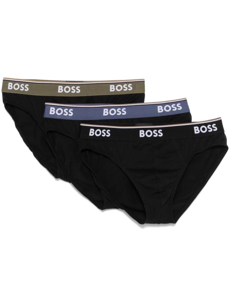 BOSS logo-waistband briefs (pack of three) - Black Cover