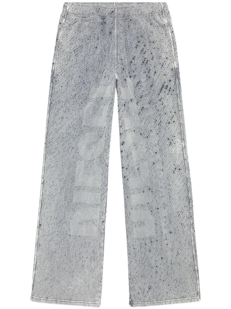 Diesel P-Leo wide-leg cotton track pants - Grey Cover