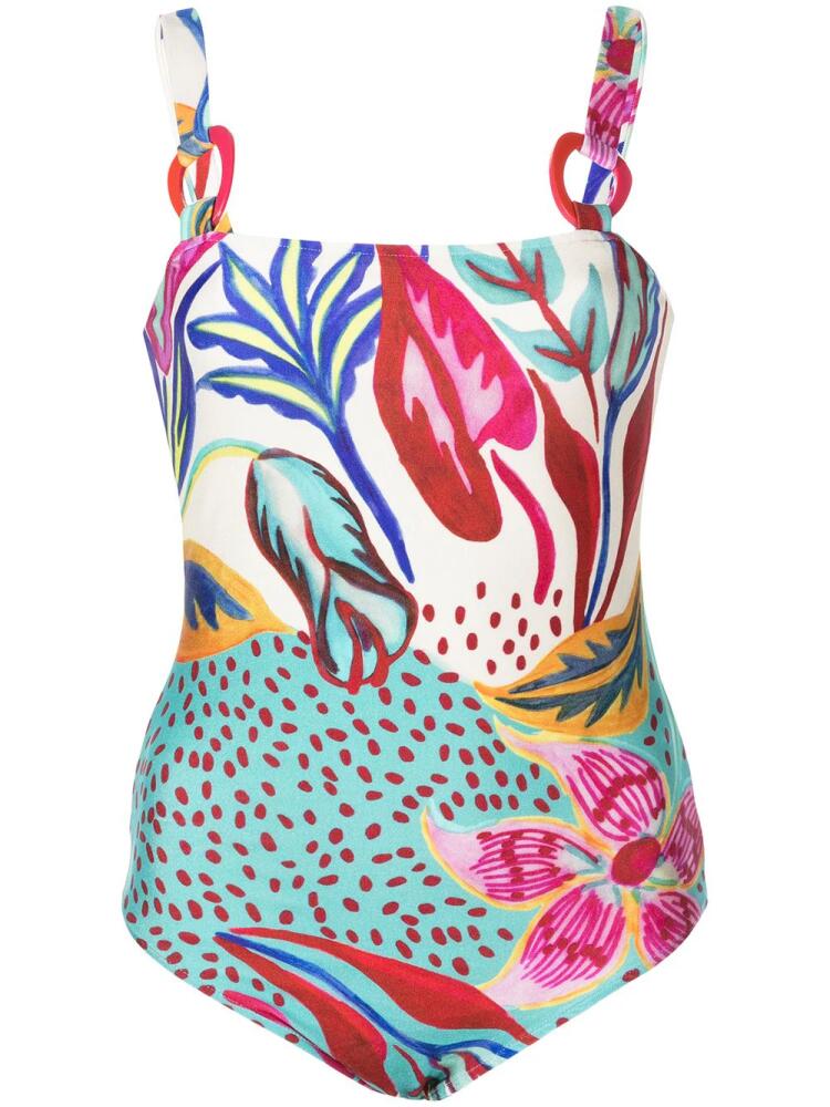 PatBO Flora square-neck swimsuit - Blue Cover