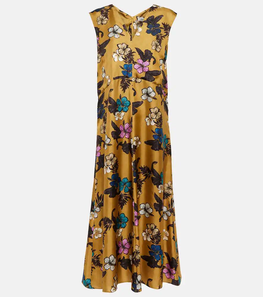 'S Max Mara Cuore floral silk satin midi dress Cover