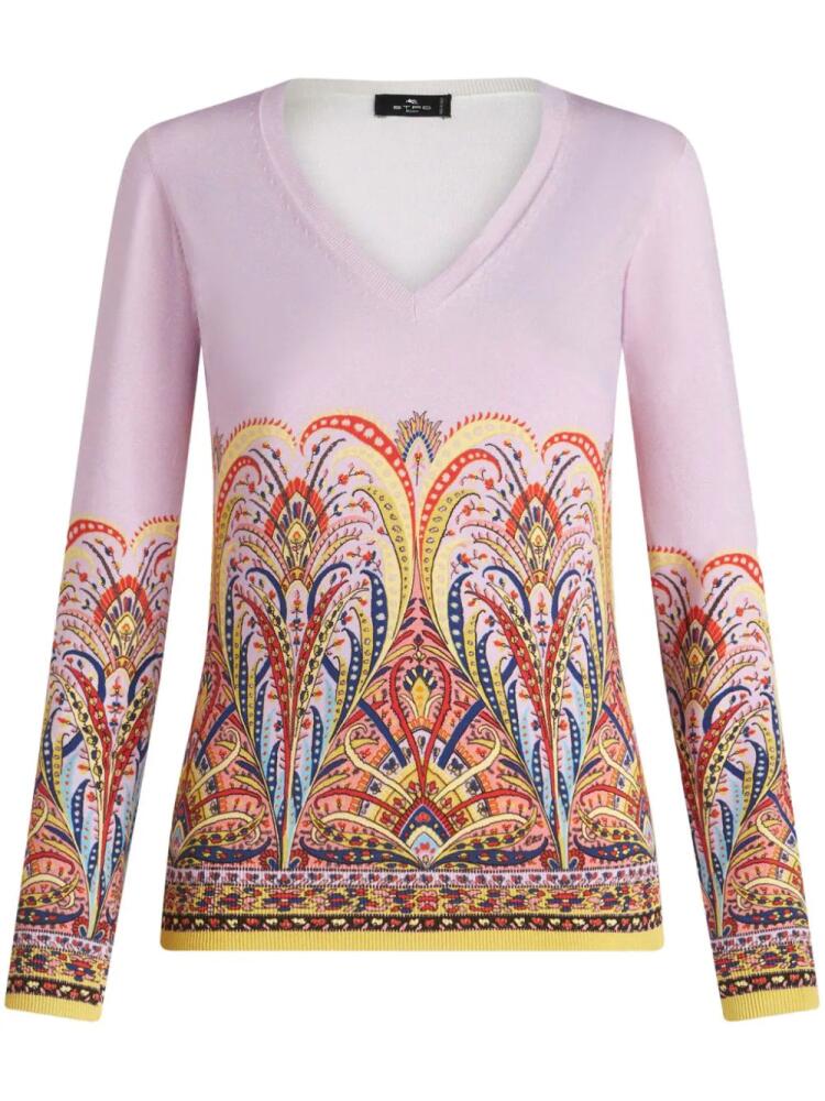 ETRO paisley-print V-neck jumper - Pink Cover