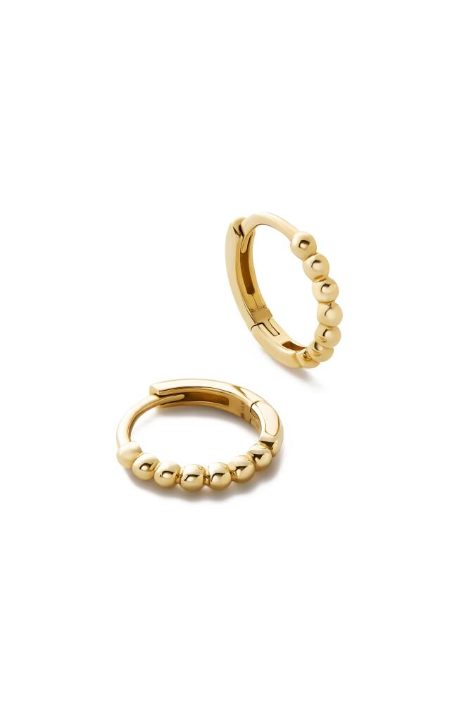 Ana Luisa Small Gold Hoop Earrings - Gold Bead Huggie Hoops Cover