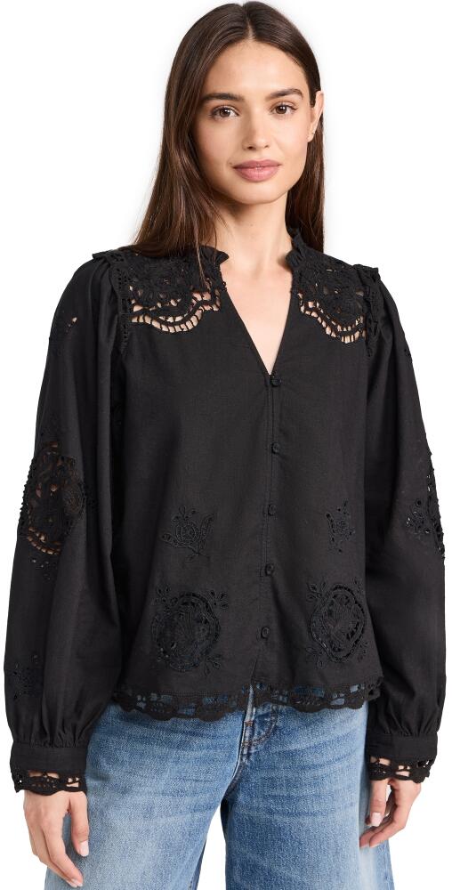 Sea Edith Embroidery Long Sleeve Top Black Cover