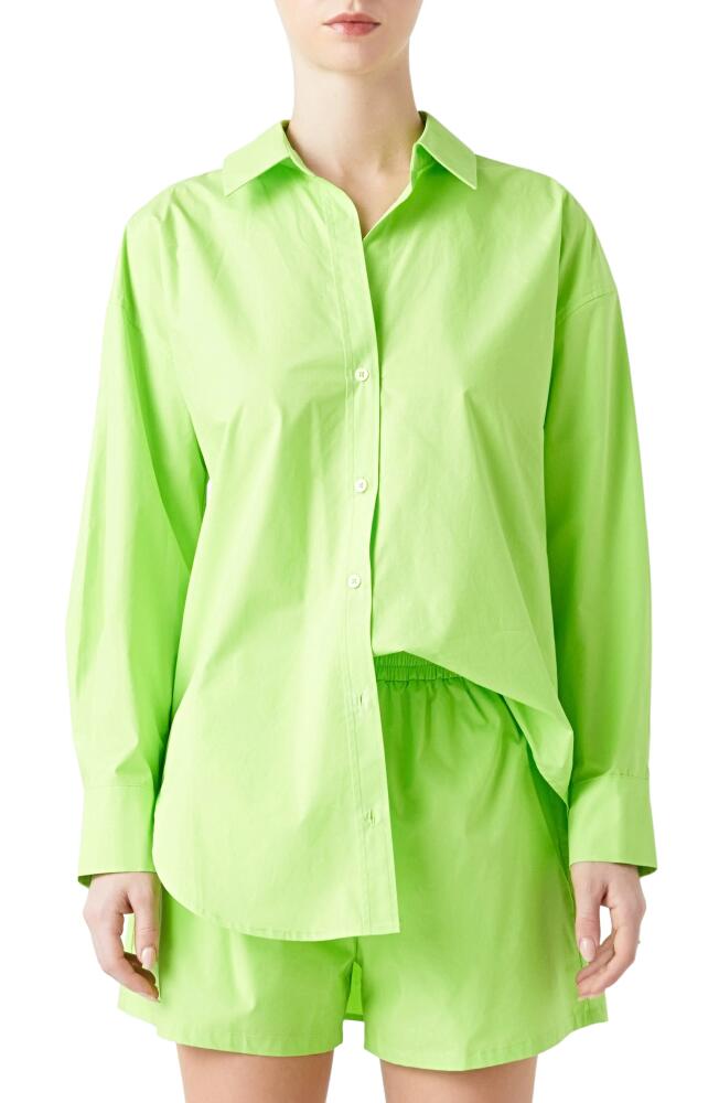 Grey Lab Oversize Cotton Button-Up Shirt in Lime Cover