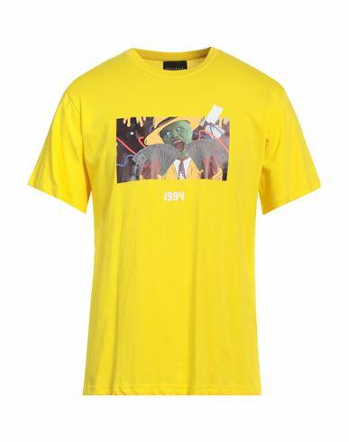 Throwback. Man T-shirt Yellow Cotton Cover