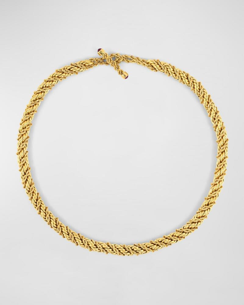 NM Estate Estate Tiffany & Co. 18K Yellow Gold Twisted Rope Necklace with Ruby Toggle Cover