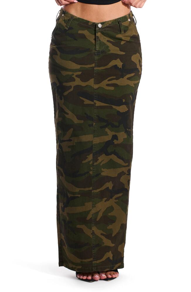 Naked Wardrobe Camo Denim Maxi Skirt Cover