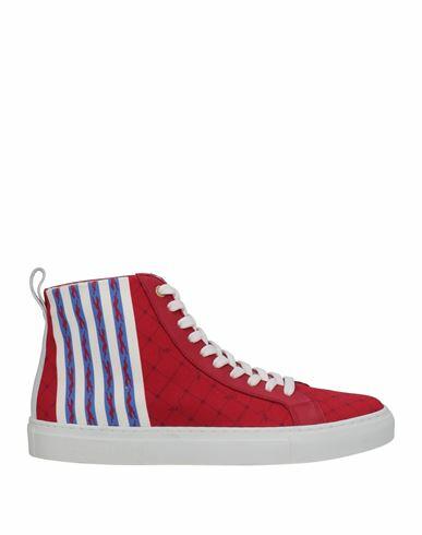 Trussardi Woman Sneakers Red Textile fibers, Soft Leather Cover