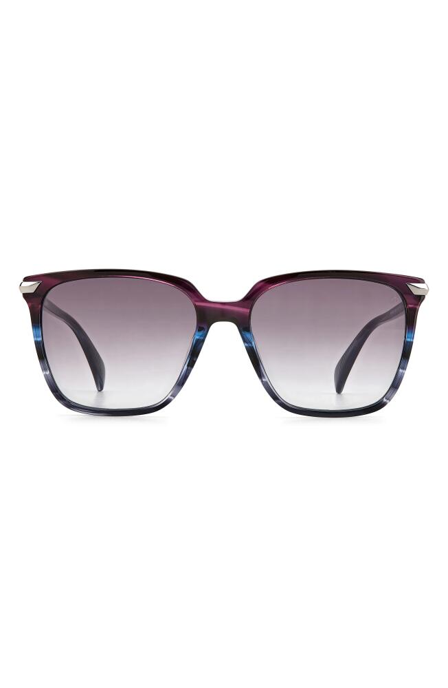 rag & bone 55mm Gradient Rectangle Sunglasses in Blue Violet Cover