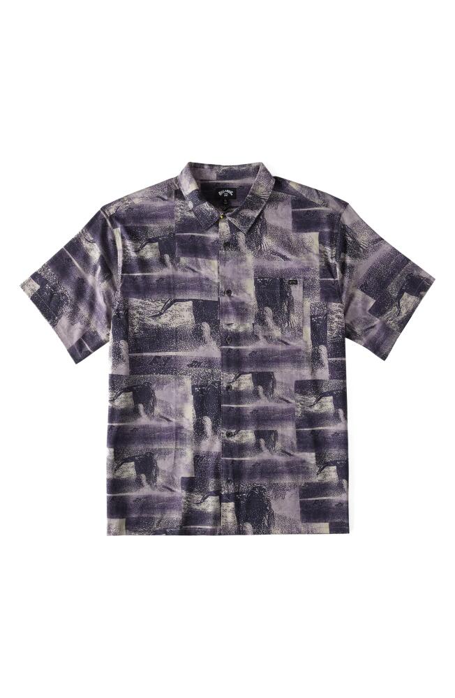 Billabong Filthy Short Sleeve Button-Up Shirt in Navy/Purple Haze Cover