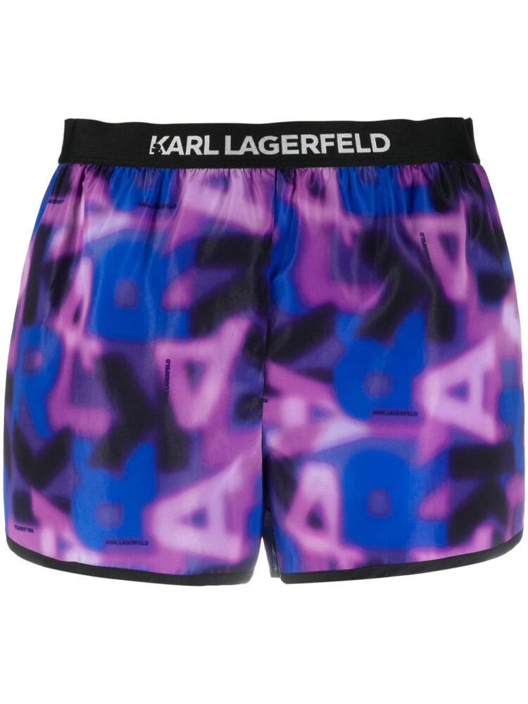 Karl Lagerfeld logo-waistband detail shorts - Purple Cover