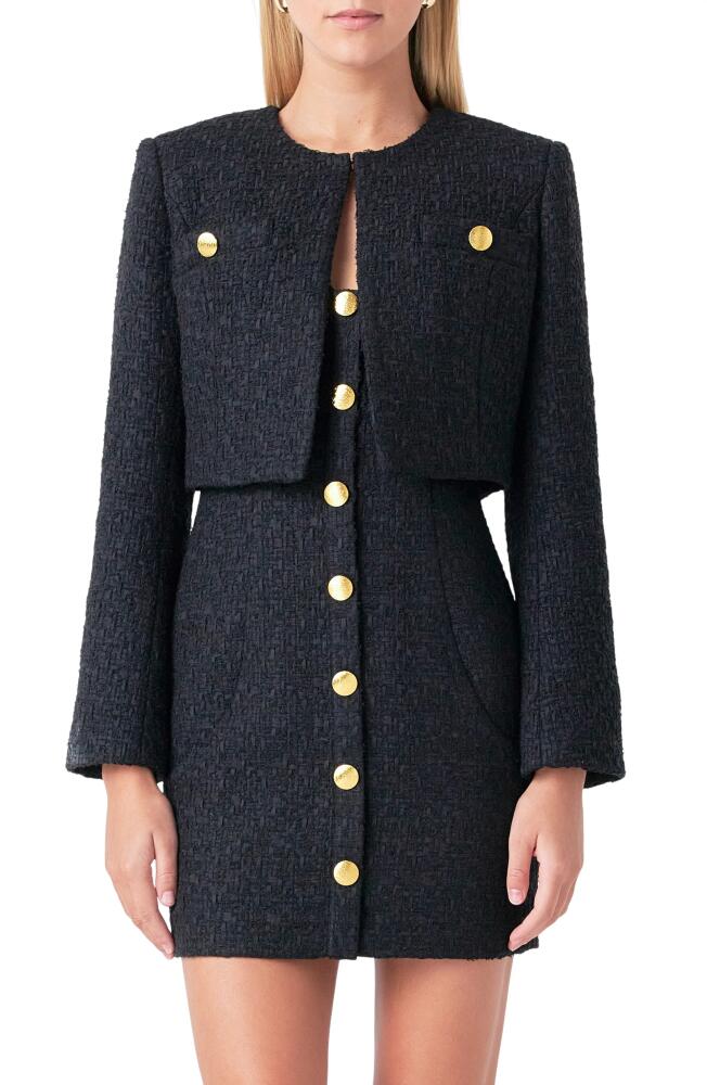 Endless Rose Crop Tweed Jacket in Black Cover