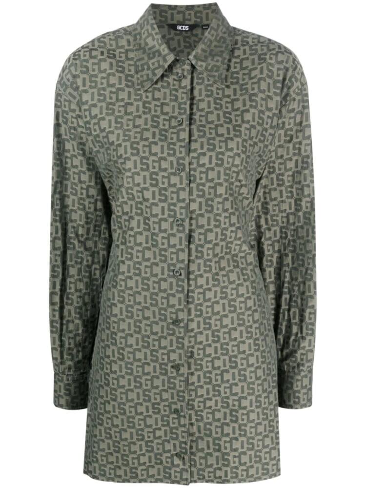 GCDS logo-print shirt dress - Green Cover