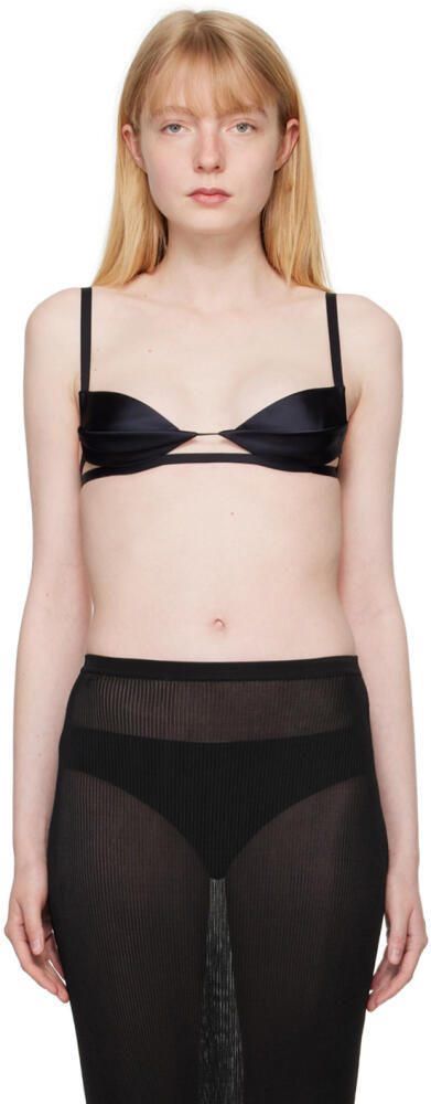 Nensi Dojaka Black Double Petal Bra Cover