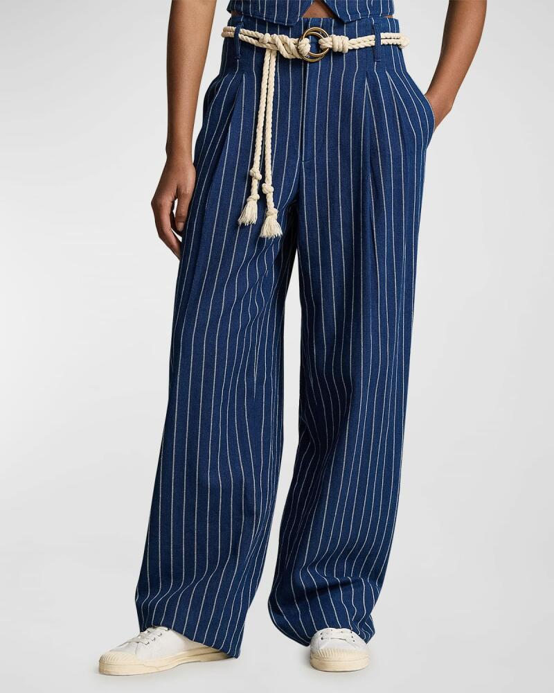 Polo Ralph Lauren Wide-Leg Pinstripe Twill Pants Cover