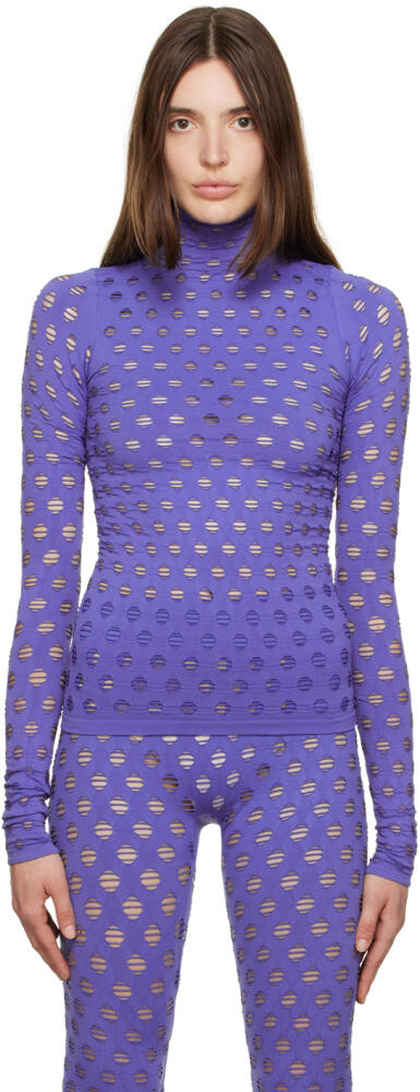 Maisie Wilen Blue Perforated Turtleneck Cover