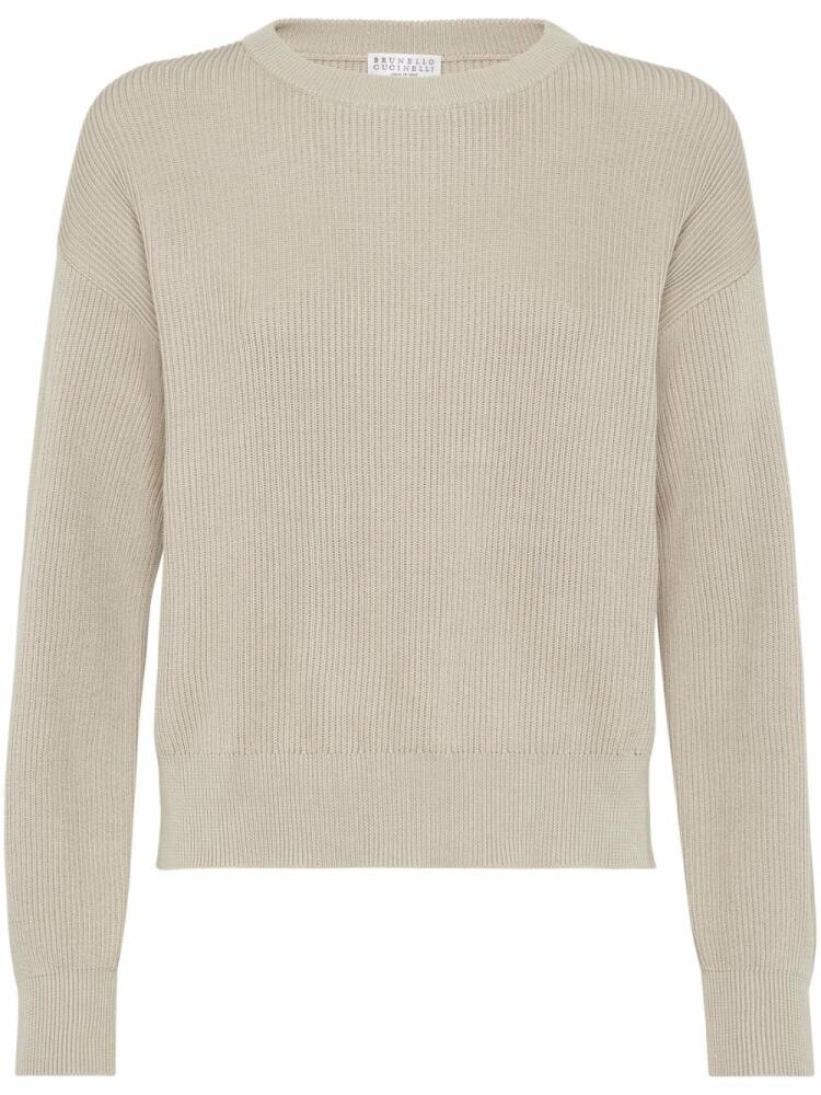 Brunello Cucinelli ribbed-knit cotton jumper - Neutrals Cover