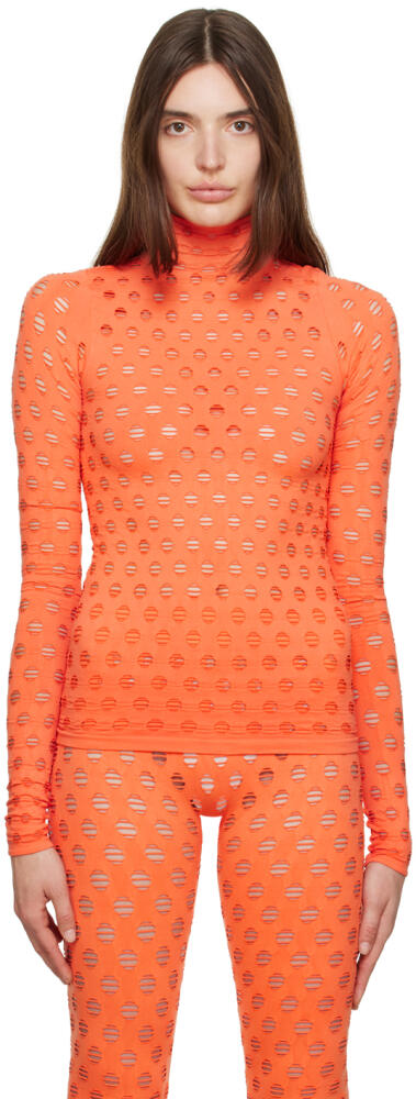 Maisie Wilen Orange Perforated Turtleneck Cover