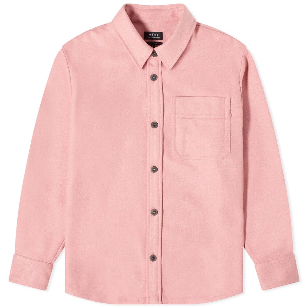 A.P.C. Men's Basile Wool Overshirt in Pink Cover