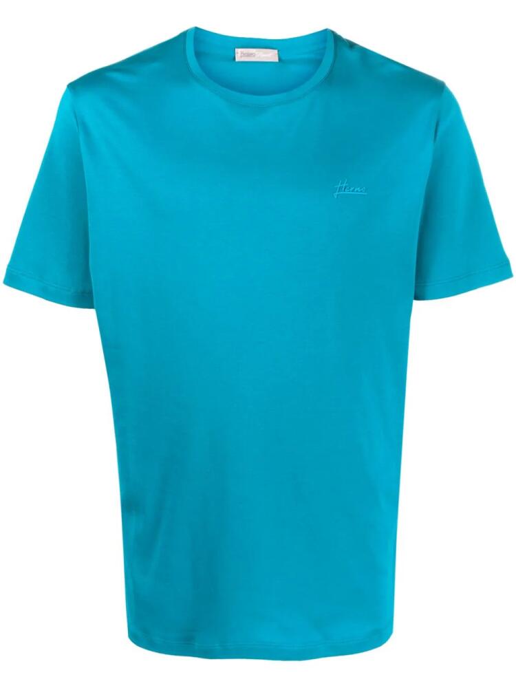 Herno logo-embroidered cotton T-shirt - Blue Cover