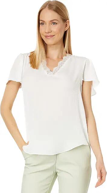 Vince Camuto V-Neck Flutter Sleeve Blouse (New Ivory) Women's Clothing Cover