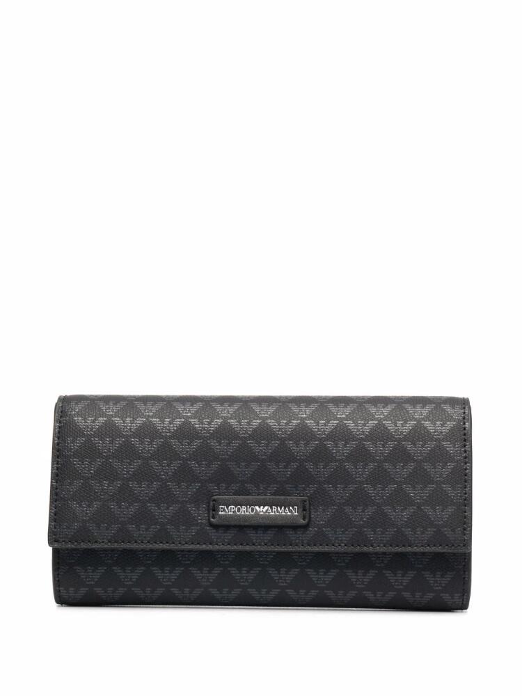 Emporio Armani monogram-print faux-leather wallet - Black Cover