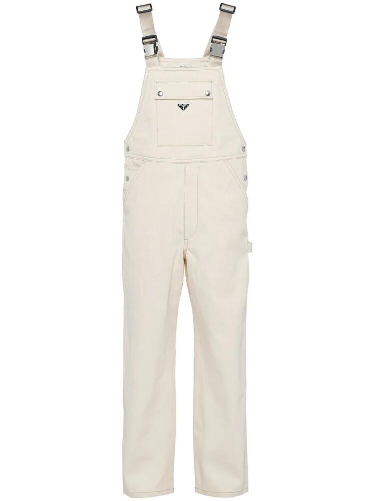 Prada triangle-logo denim overalls - Neutrals Cover