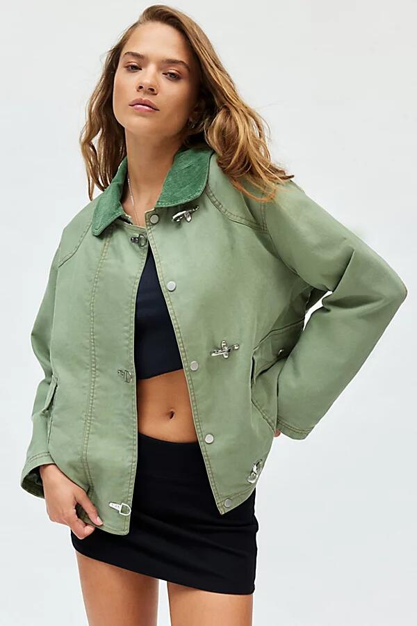 BDG Charles Canvas Duffle Jacket in Green Cover