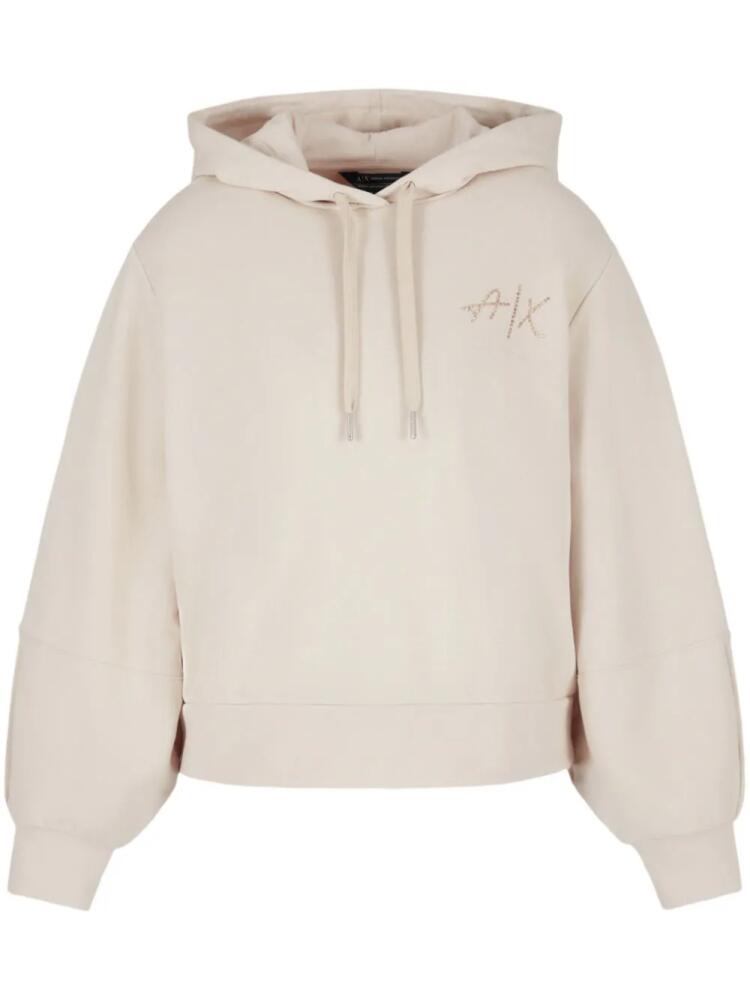 Armani Exchange logo-embellished French terry hoodie - Neutrals Cover