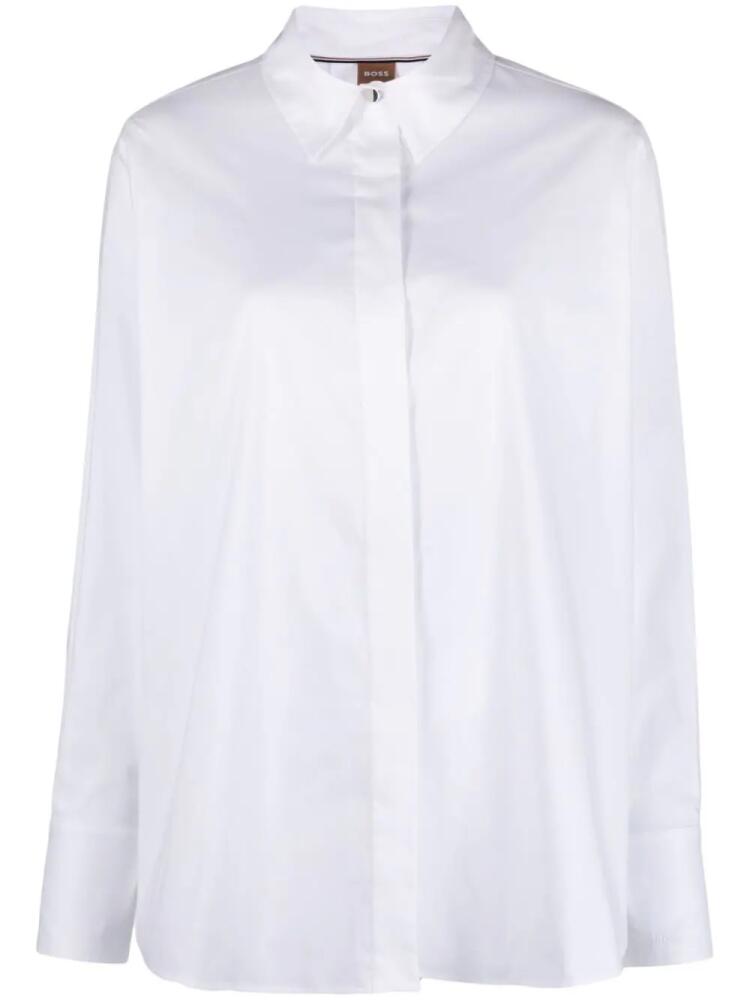 BOSS concealed-fastening long-sleeve shirt - White Cover