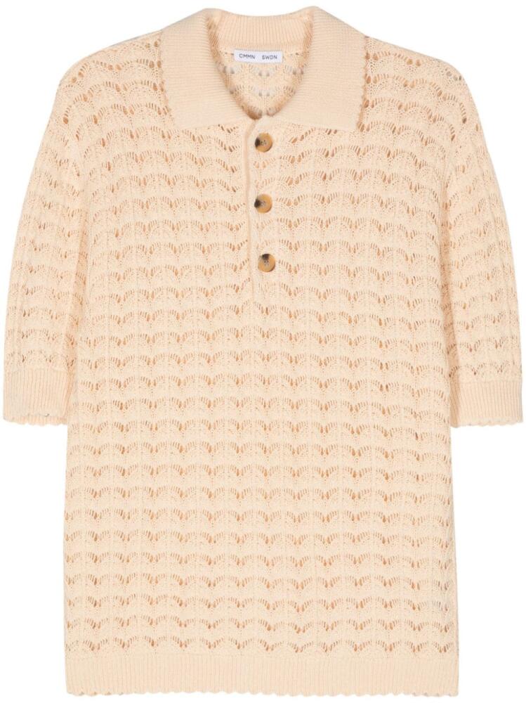 Cmmn Swdn crochet-knit cotton polo shirt - Neutrals Cover