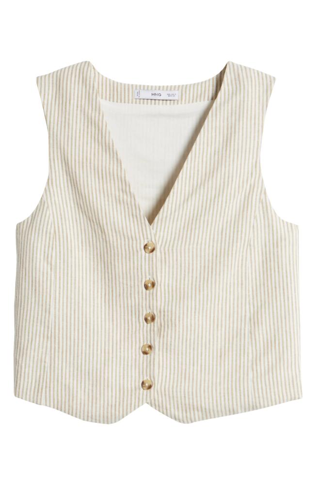 MANGO Bali Linen Blend Vest in Light Beige Cover